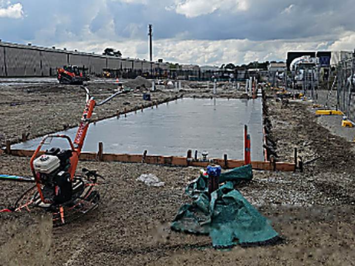 Crew preparing a slab pour
