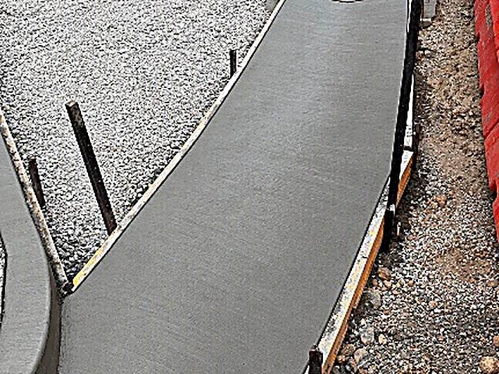 Newly poured concrete footpath