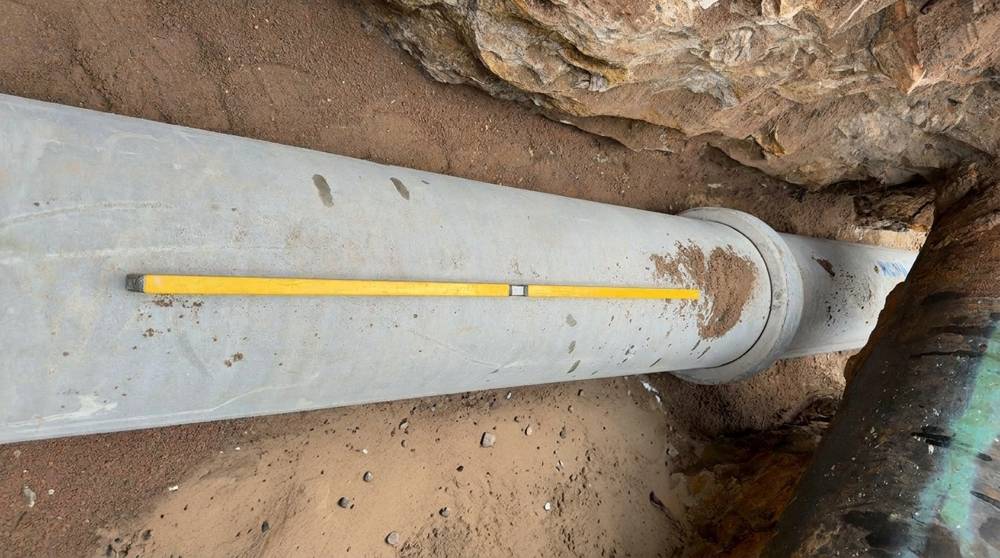 Stormwater main bedded in rock
