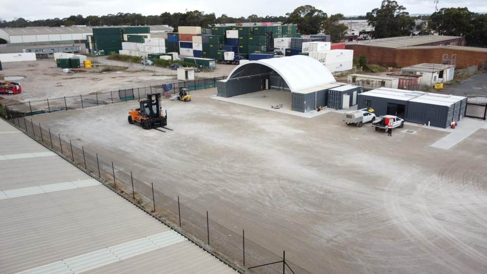 Aerial view of the completed commercial yard