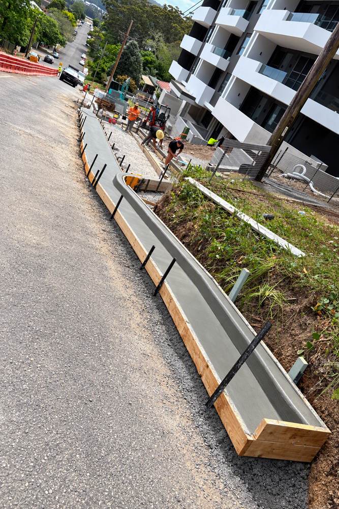 West Gosford, fresh kerb and gutter